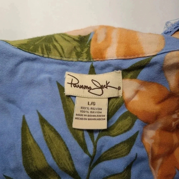 Panama Jack Button Up Hawaiian Shirt Men’s Floral Tropical Short Sleeve Sz LARGE - Picture 6 of 8